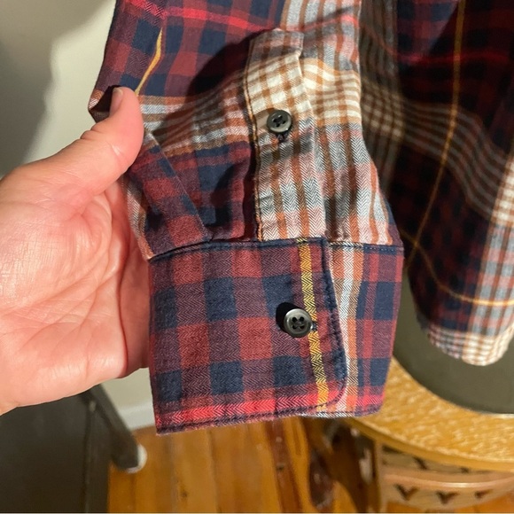 Madewell women’s oversized Plaid Button-down Shirt red/Blue/gold size XL - Picture 5 of 7